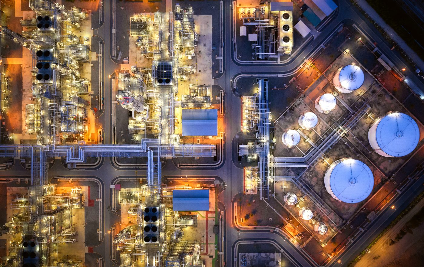 Aerial view of an oil refinery plant